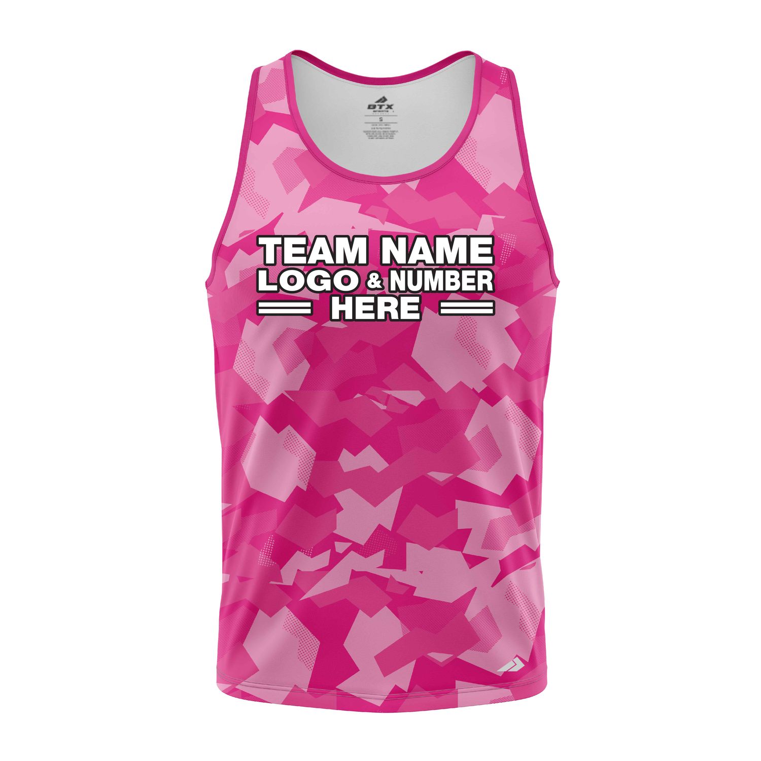 Custom Fully Sublimated Sports Camo Pattern Texture Pink Performance Tank Top 21456