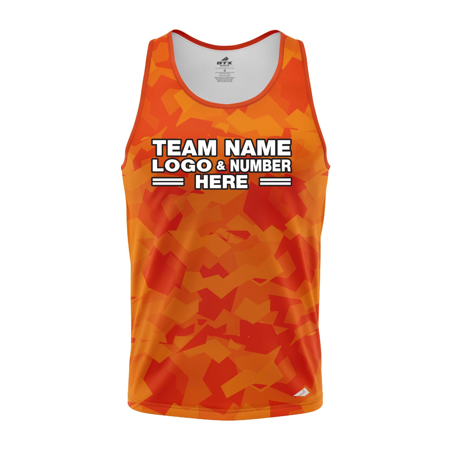 Custom Fully Sublimated Sports Camo Pattern Texture Orange Performance Tank Top 21460