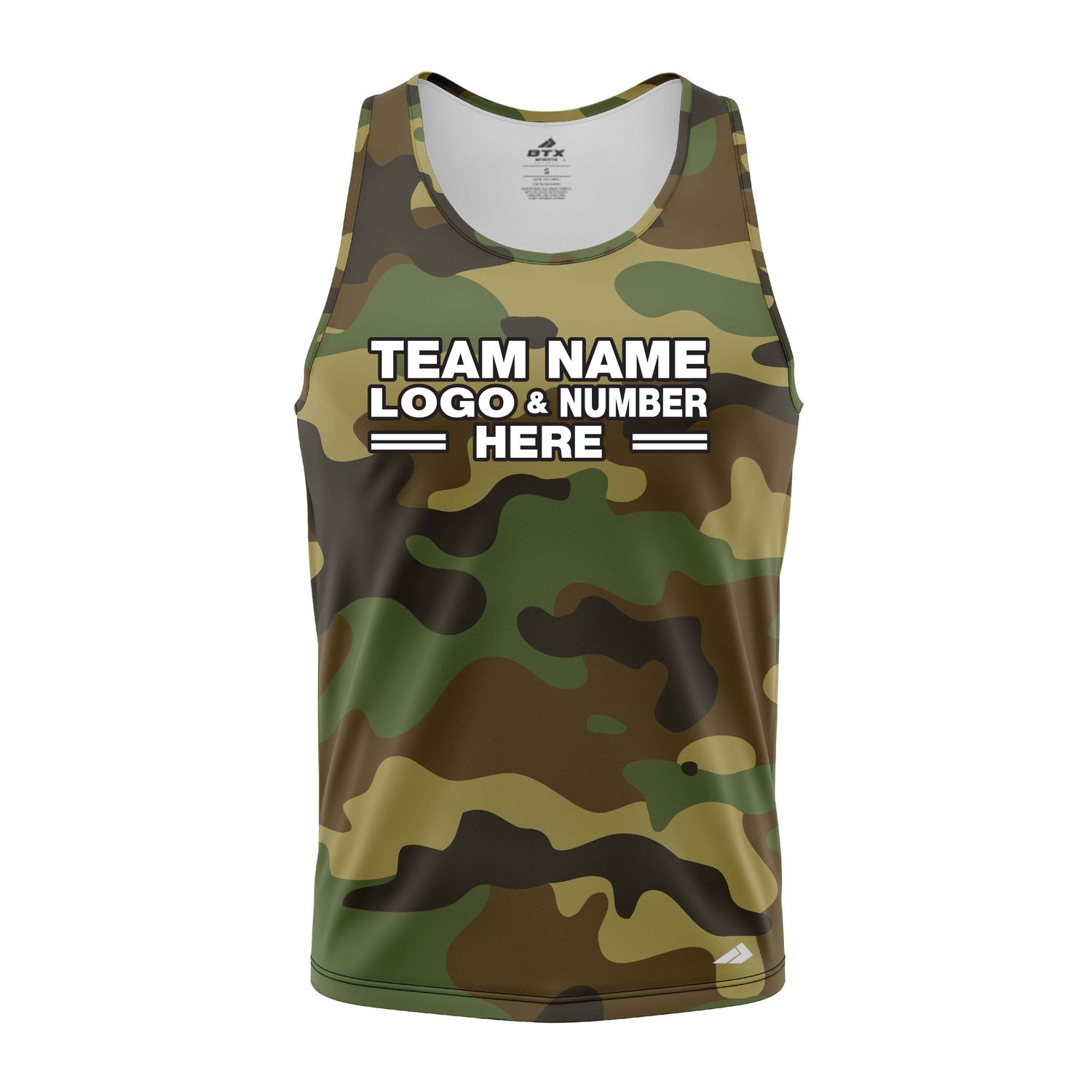 Custom Fully Sublimated Classic Camo Pattern Dark Green Brown Black Performance Tank Top 21484