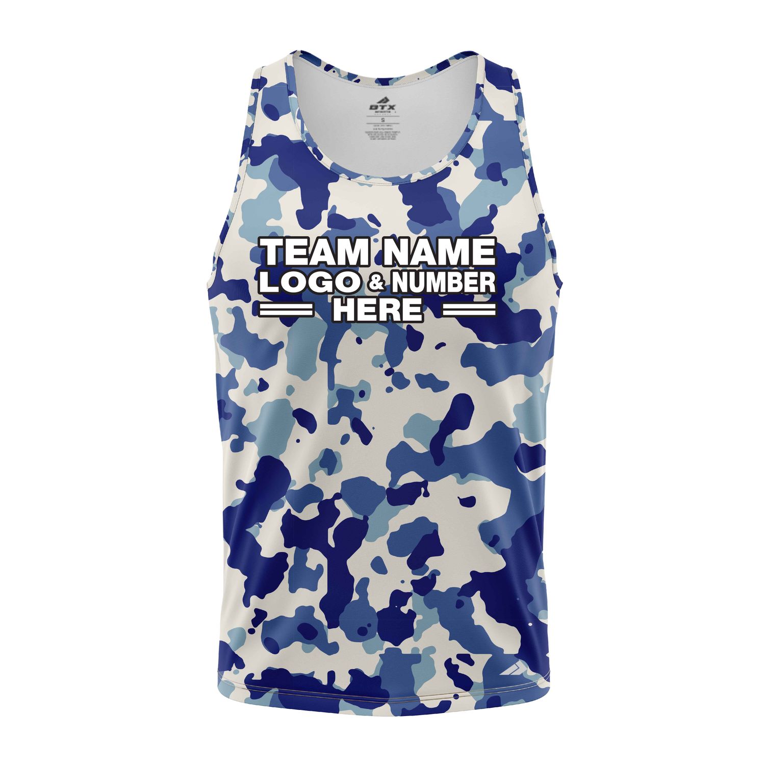 Custom Fully Sublimated Cool Camo Pattern Blue White Performance Tank Top 21500