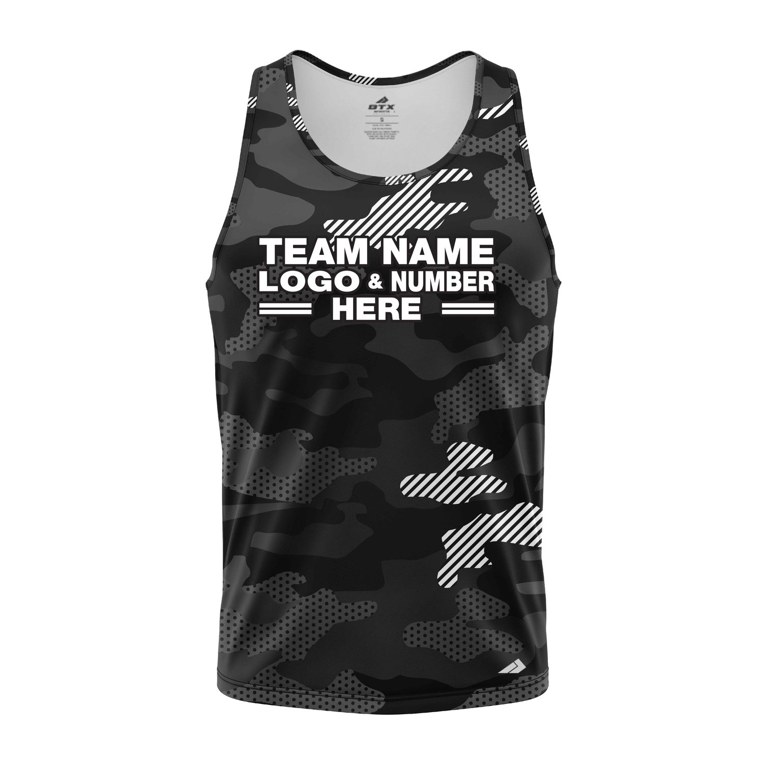 Custom Fully Sublimated Stealth Camo Pattern Black Gray Performance Tank Top 21504