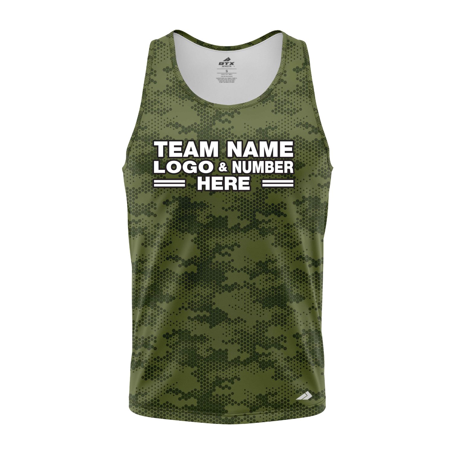 Custom Fully Sublimated Digital Forest Camo Pattern Dark Green Performance Tank Top 21512