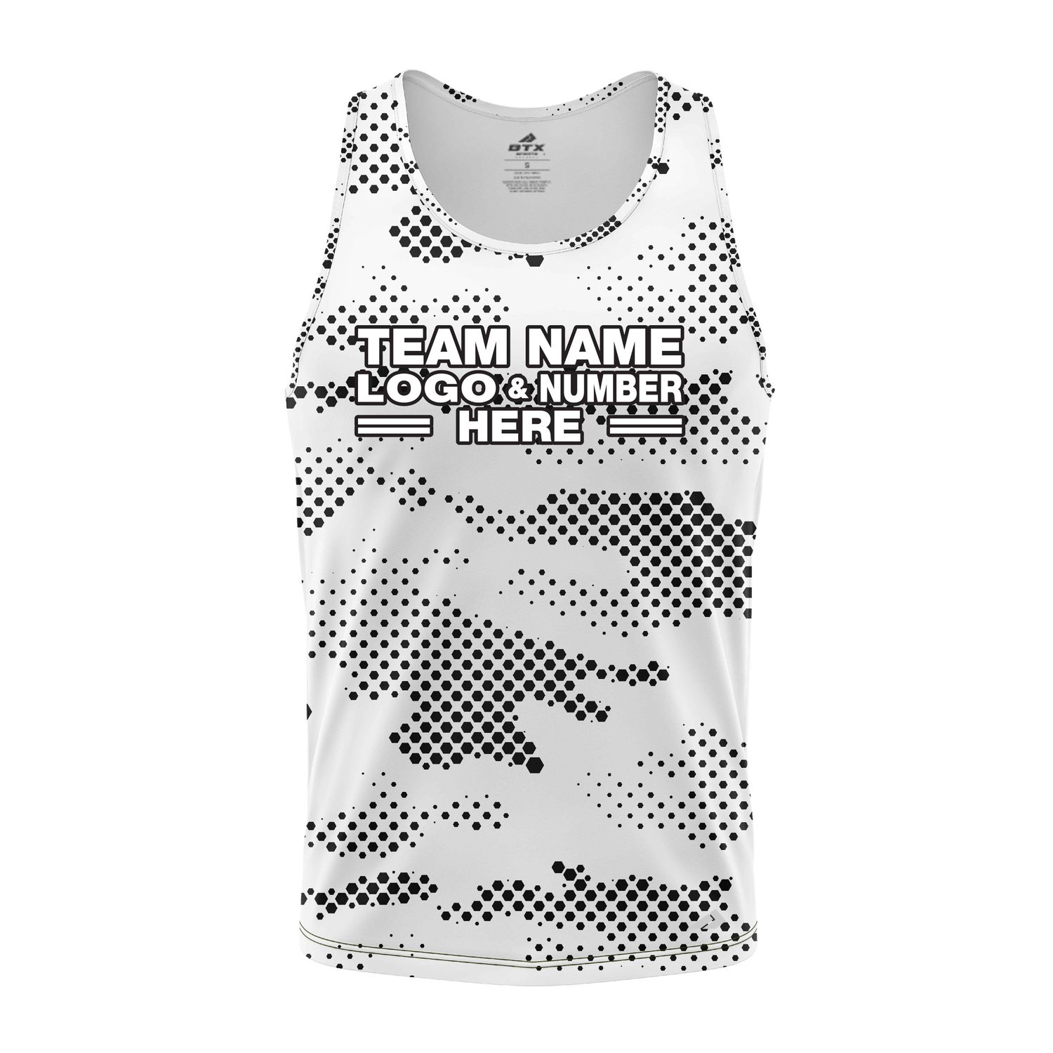 Custom Fully Sublimated Pixel Camo Pattern White Black Performance Tank Top 21516