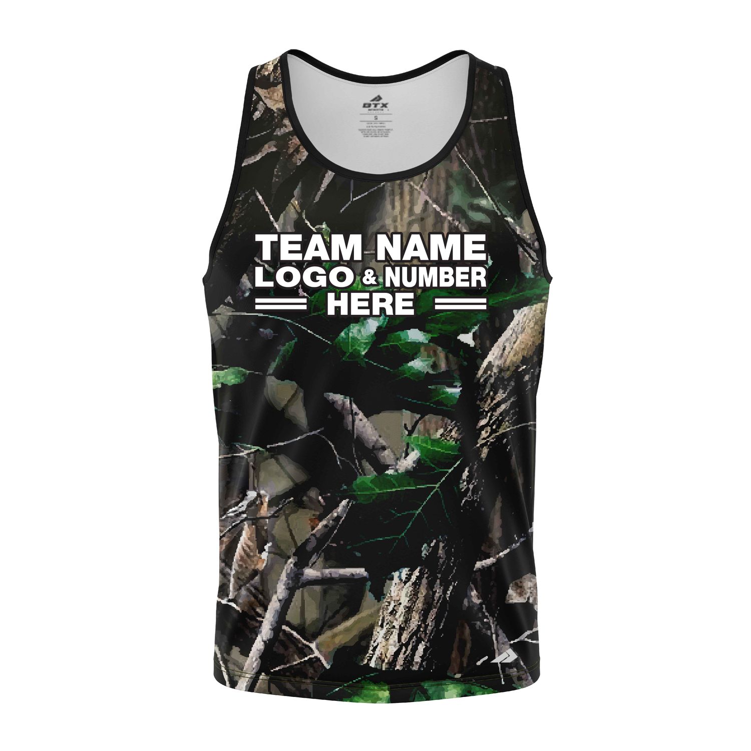 Custom Fully Sublimated Forest Floor Camo Pattern Black Green Performance Tank Top 21540