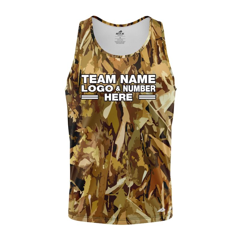 Custom Fully Sublimated Autumn Woodland Camo Pattern Performance Tank Top 21544