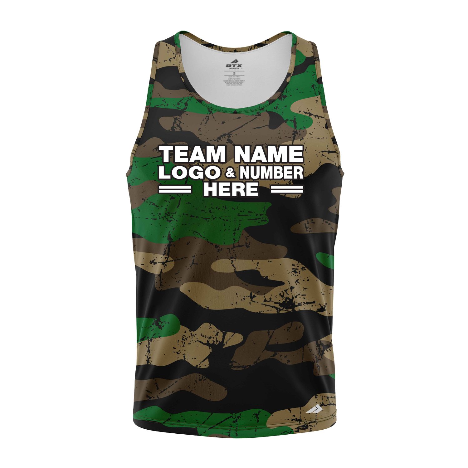 Custom Fully Sublimated Traditional Camo Pattern Black Green Brown Performance Tank Top 21536