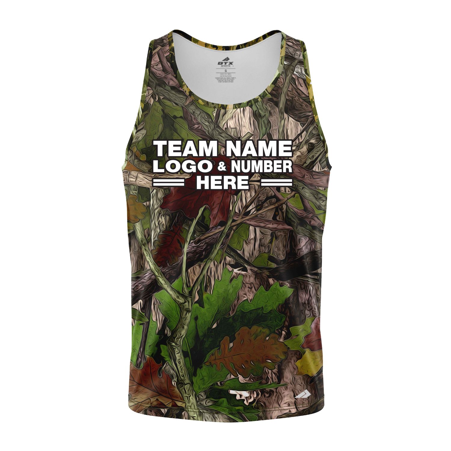 Custom Fully Sublimated Deep Woods Camo Pattern Black Brown Green Performance Tank Top 21552