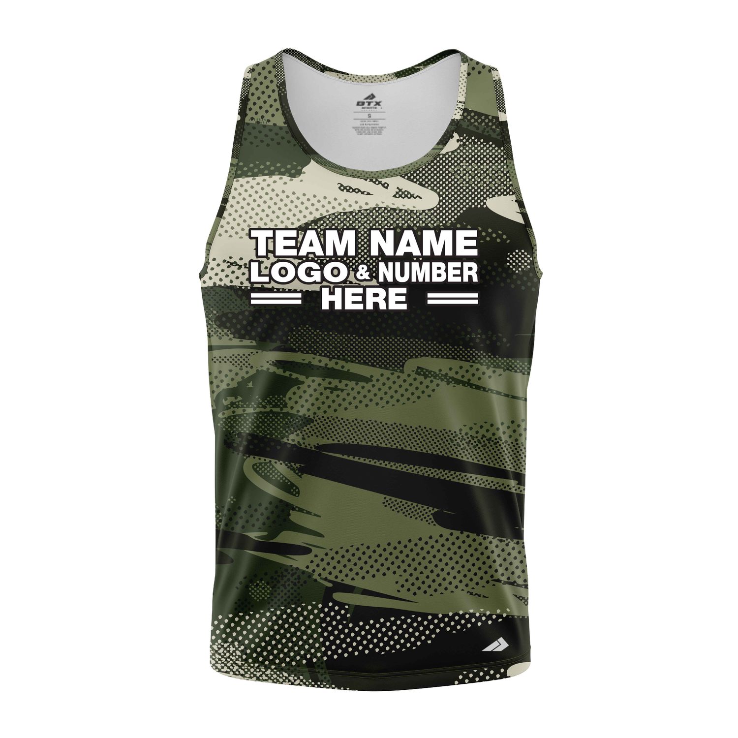 Custom Fully Sublimated Contemporary Woodland Camo Pattern Dark Green Black Performance Tank Top 21560