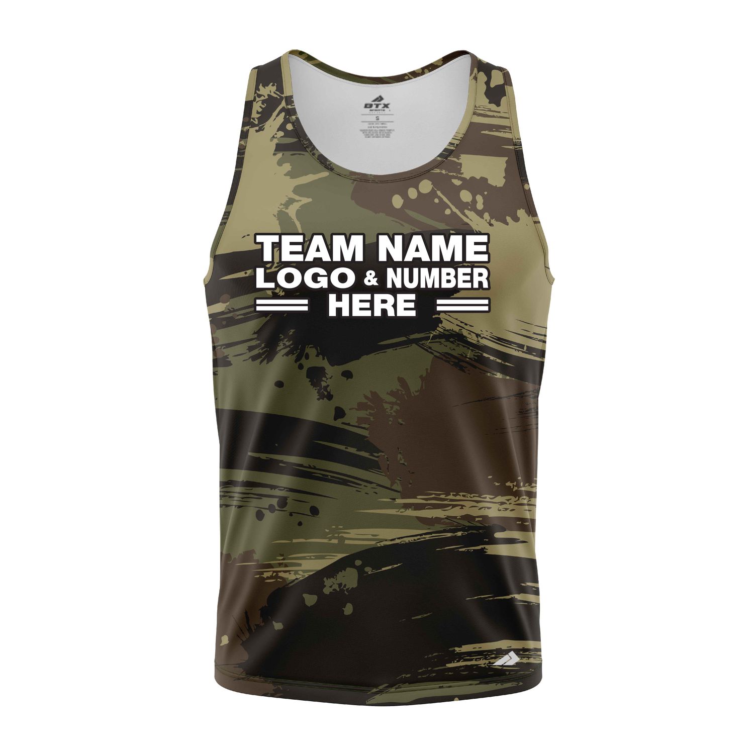 Custom Fully Sublimated Contemporary Woodland Camo Two Pattern Dark Green Black Performance Tank Top 21568