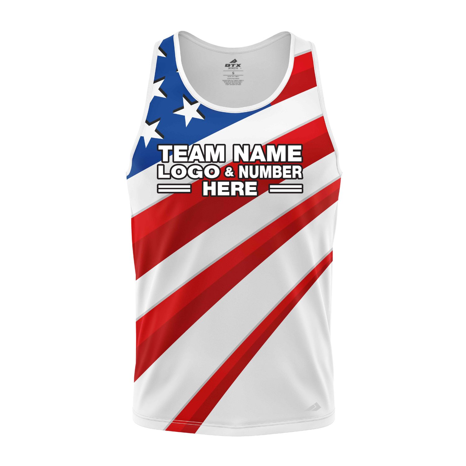 Custom Fully Sublimated Stars and Stripes Pattern Blue Red White Performance Tank Top 22164