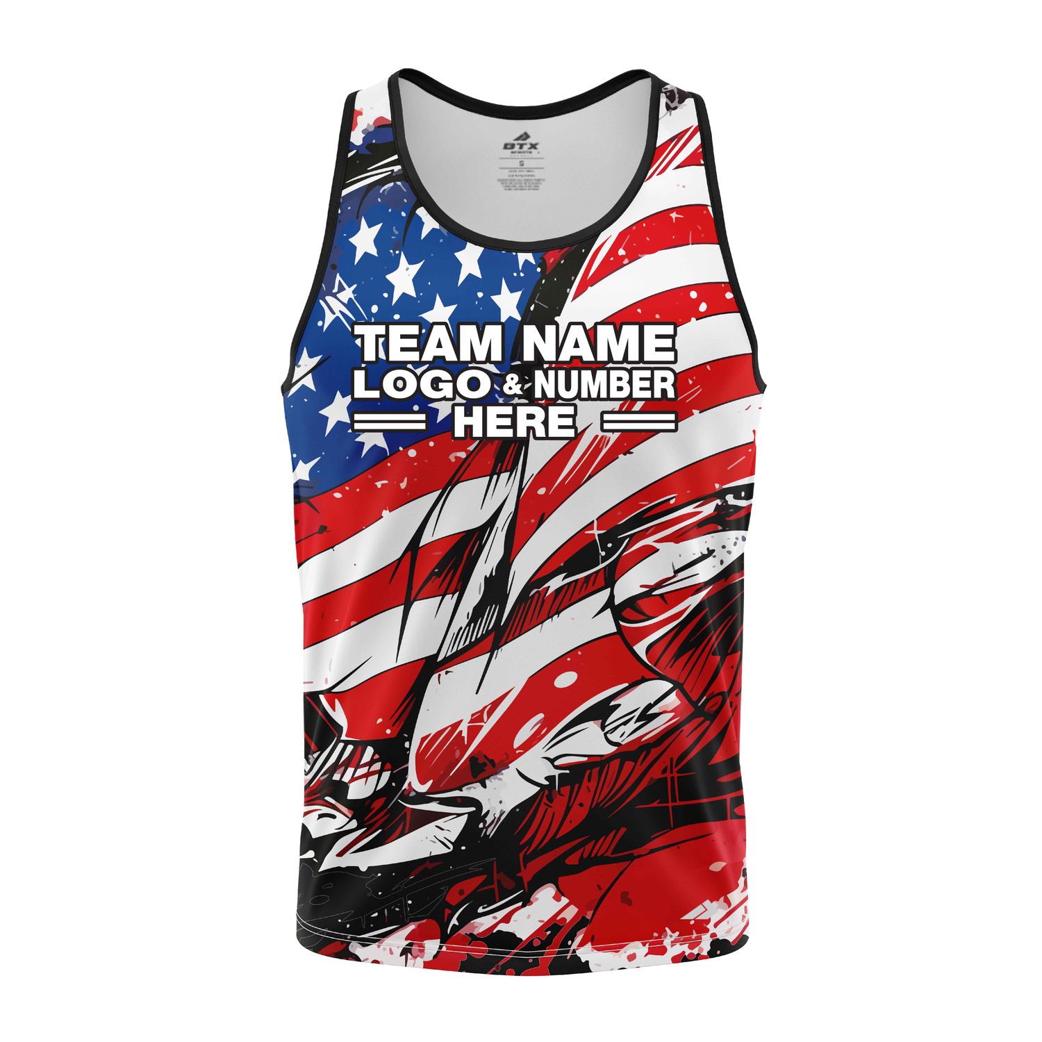 Custom Fully Sublimated USA FLAG Incredible Pattern Blue Red White Performance Tank Top 22176
