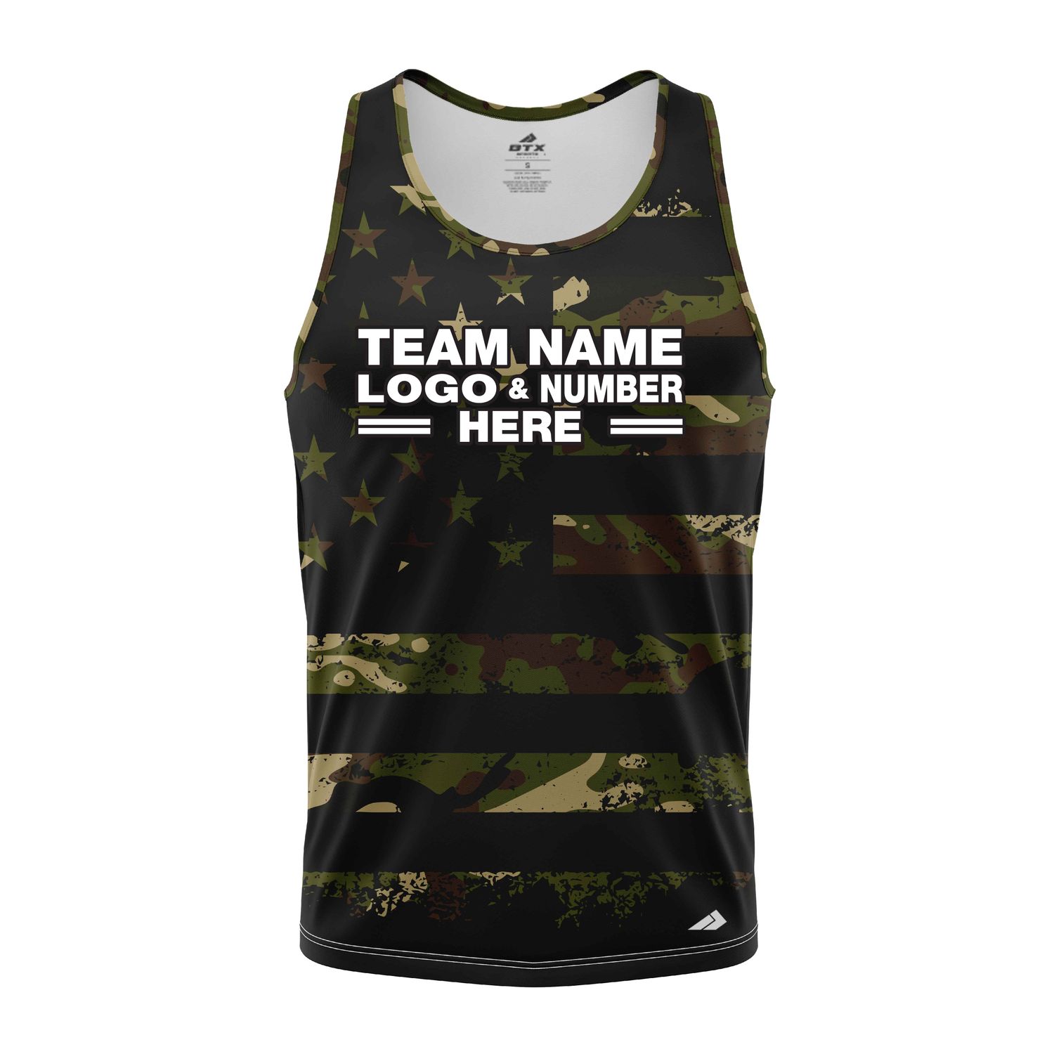 Custom Fully Sublimated USA FLAG Camo Pattern Black Performance Tank Top 22184