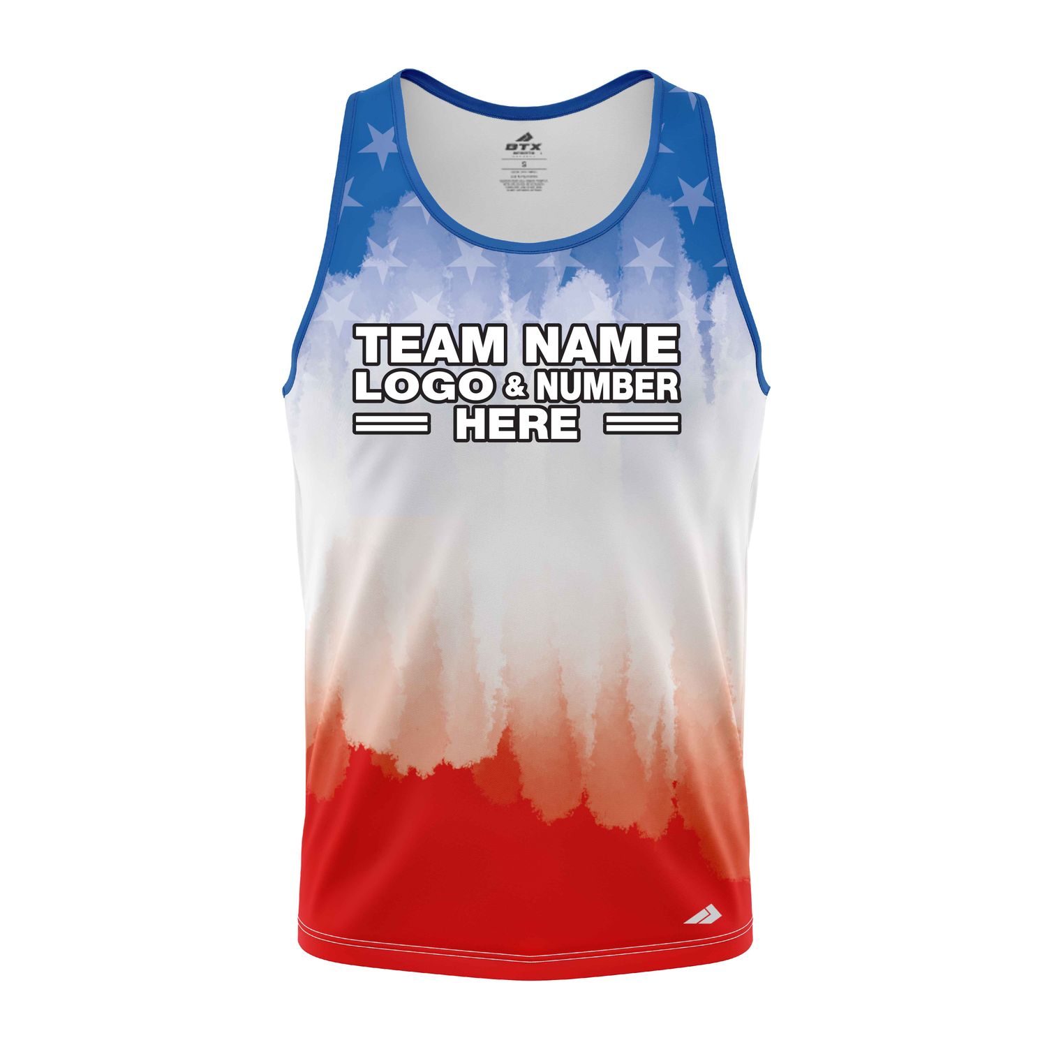 Custom Fully Sublimated USA FLAG Brushes Pattern Red Blue White Performance Tank Top 22204