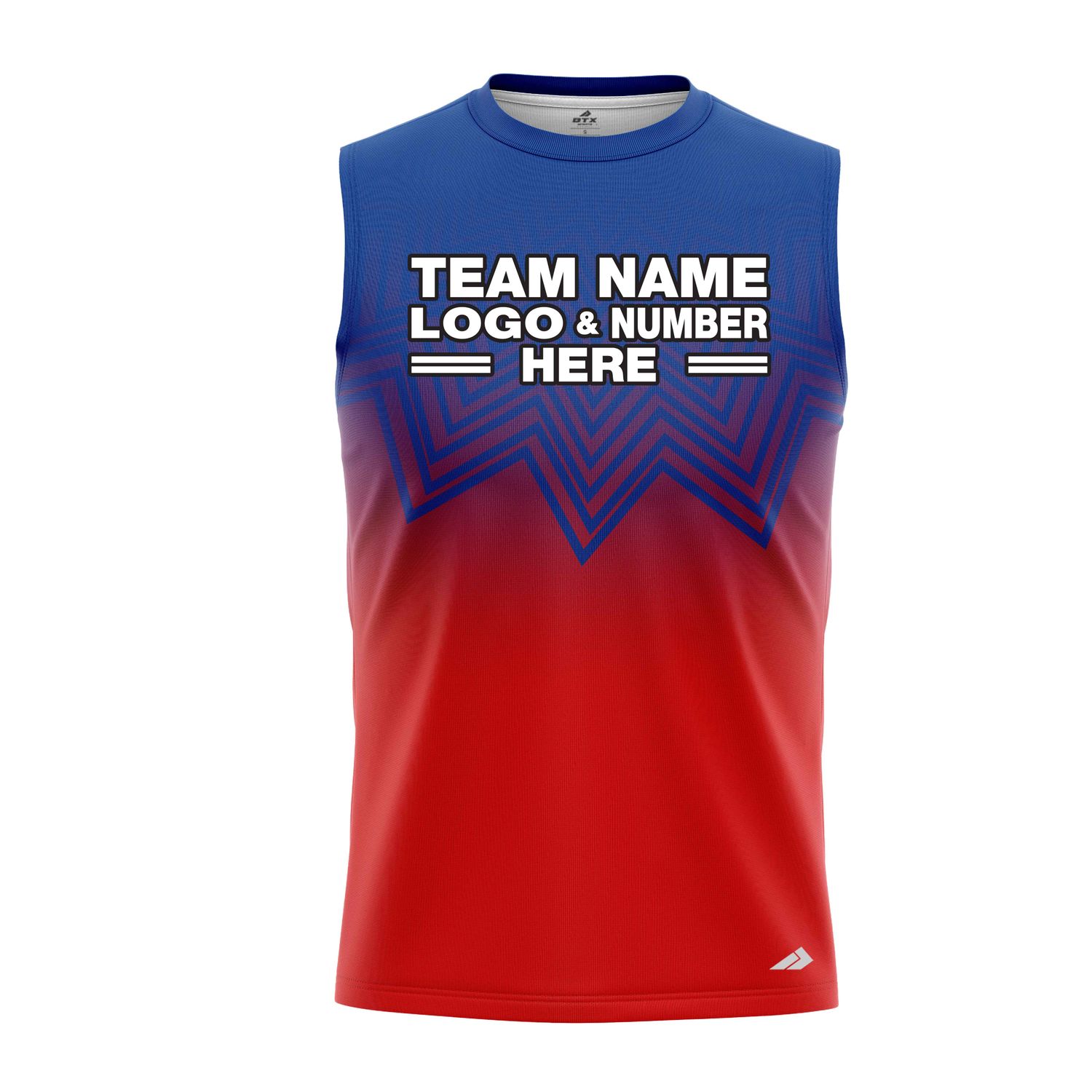 Custom Fully Sublimated USA FLAG Spikes Pattern Red Blue White Performance Sleeveless 22252