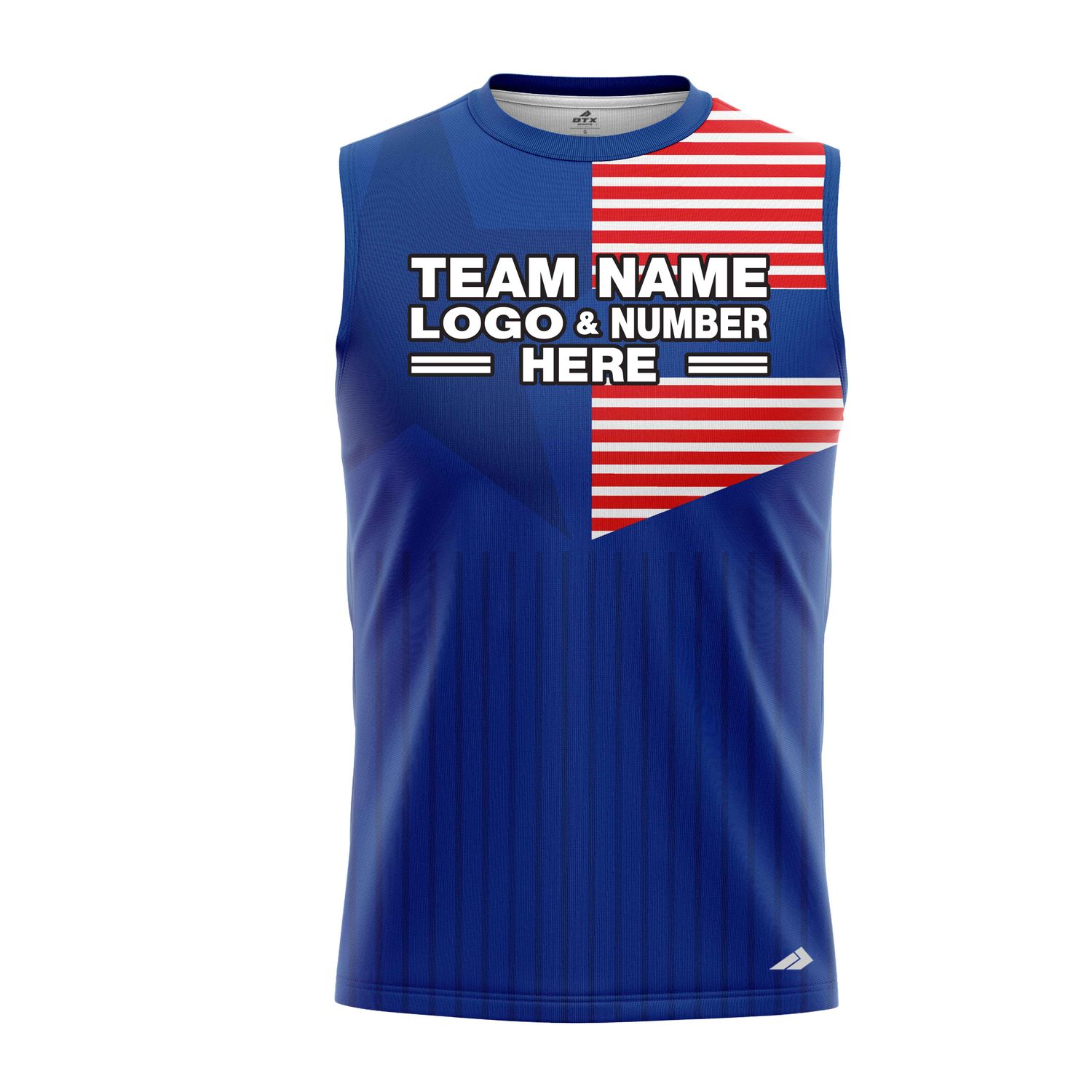 Custom Fully Sublimated USA FLAG Elegant Pattern Red Blue White Performance Sleeveless 22260