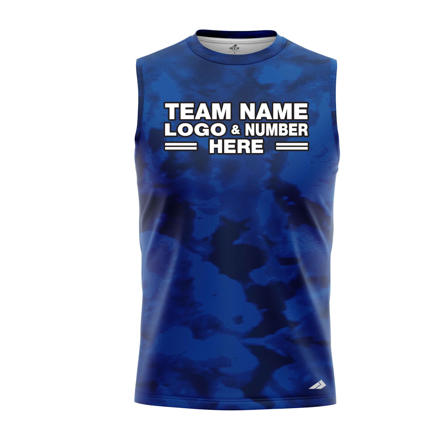 Custom Fully Sublimated USA FLAG Camo Three Pattern Blue Performance Sleeveless 22272