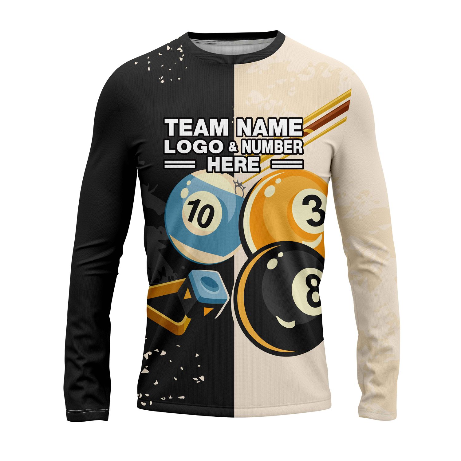 Custom Fully Sublimated Professional Pool Ball Pattern Performance Long Sleeves 22384