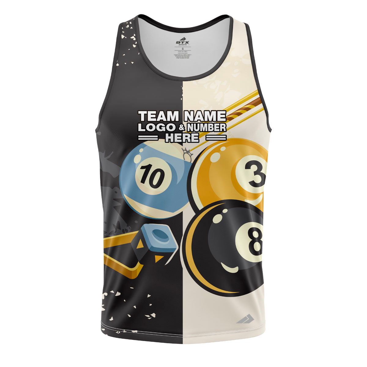Custom Fully Sublimated Professional Pool Ball Pattern Performance Tank Top 22432