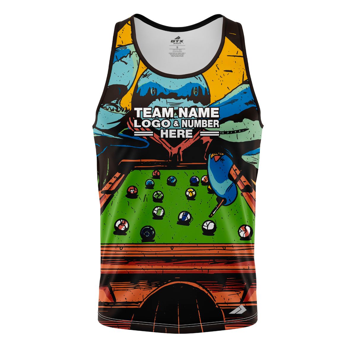 Custom Fully Sublimated Shark Pool Table Pattern Performance Tank Top 22436