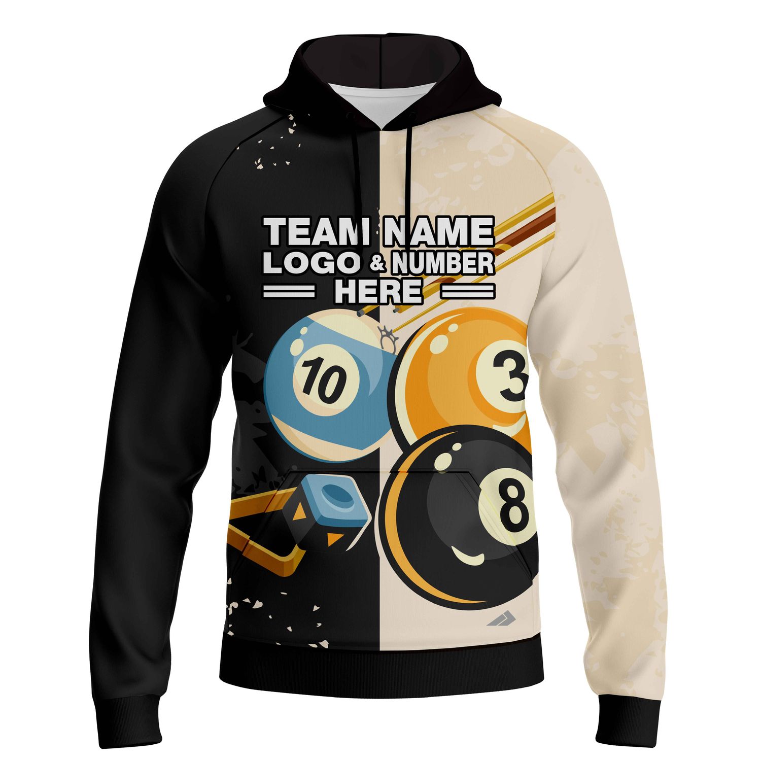 Custom Fully Sublimated Professional Pool Ball Pattern Performance Sports Pullover Hoodie 22474
