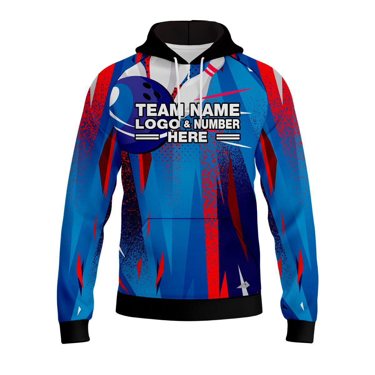 Custom Fully Sublimated Deluxe Bowling  Pattern Performance Sports Pullover Hoodie 22488