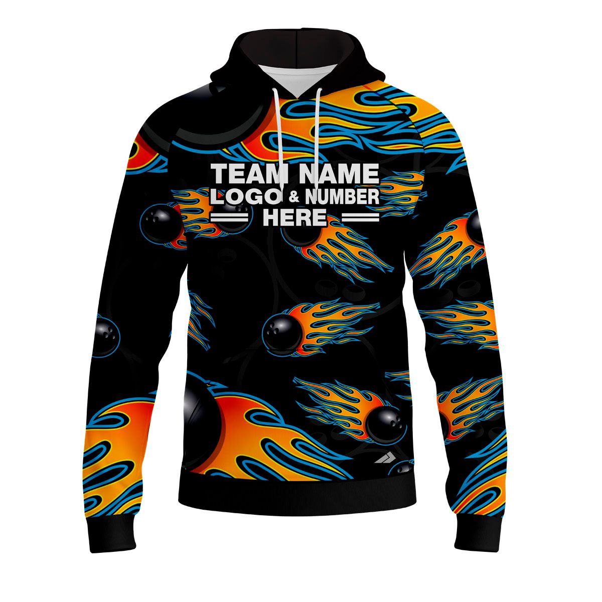 Custom Fully Sublimated Fireball Bowling  Pattern Performance Sports Pullover Hoodie 22482