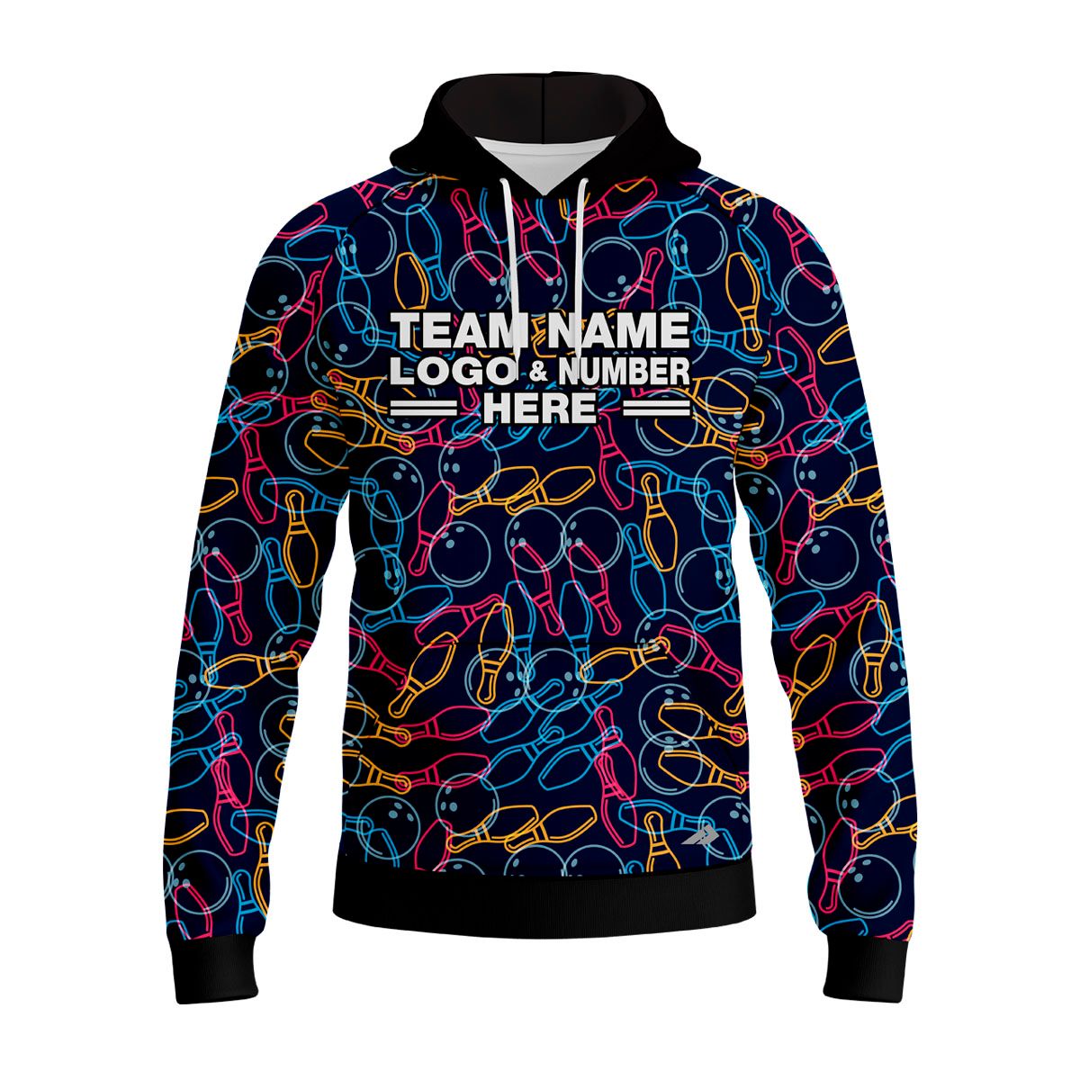 Custom Fully Sublimated Party Bowling Pattern Multicolor Performance Sports Pullover Hoodie 22490