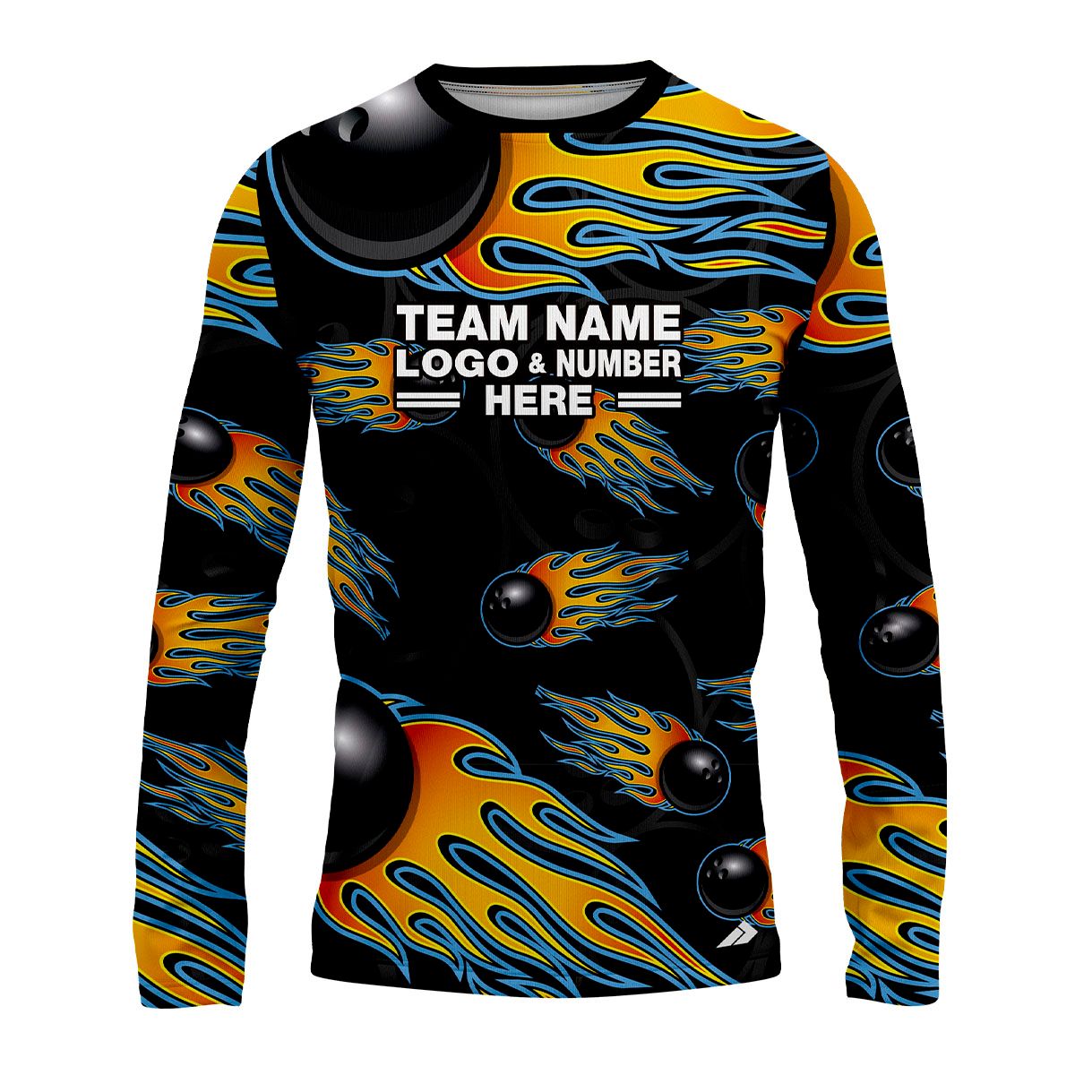 Custom Fully Sublimated Fireball Bowling  Pattern Performance Long Sleeves 22506