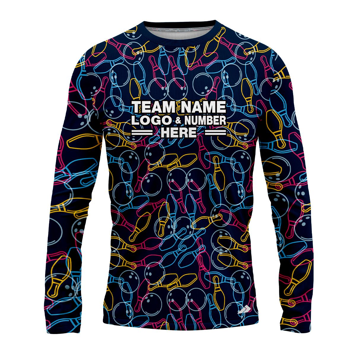 Custom Fully Sublimated Party Bowling Pattern Multicolor Performance Long Sleeves 22554