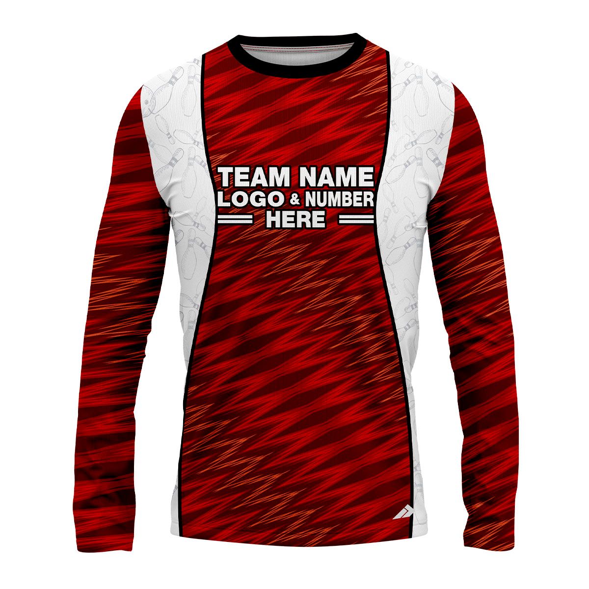 Custom Fully Sublimated Strike Bowling Pattern Red White Black Performance Long Sleeves 22566