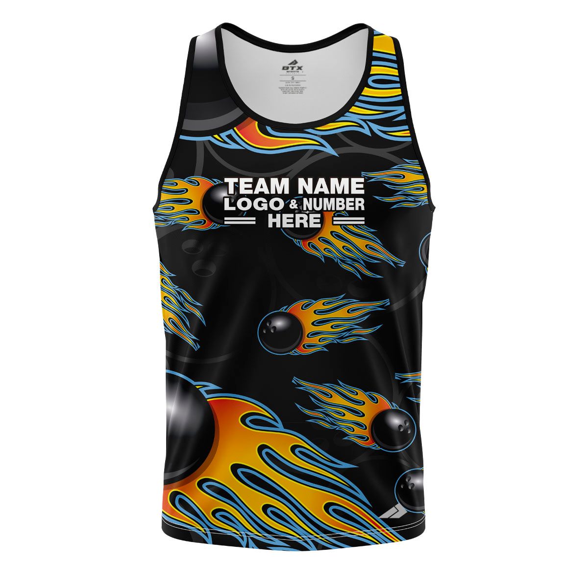 Custom Fully Sublimated Fireball Bowling  Pattern Performance Tank Top 22582