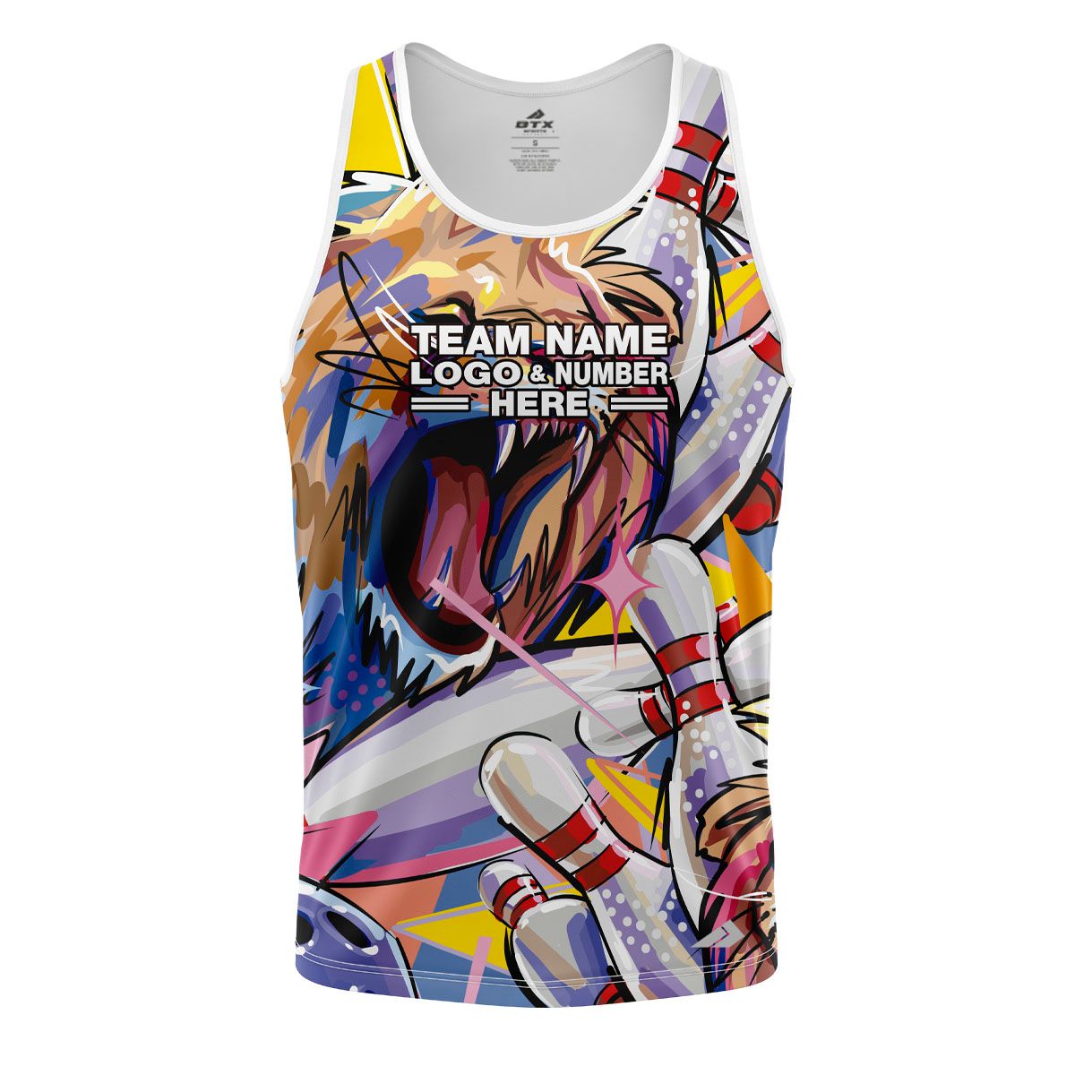 Custom Fully Sublimated Wild Lion Bowling  Pattern Performance Tank Top 22586