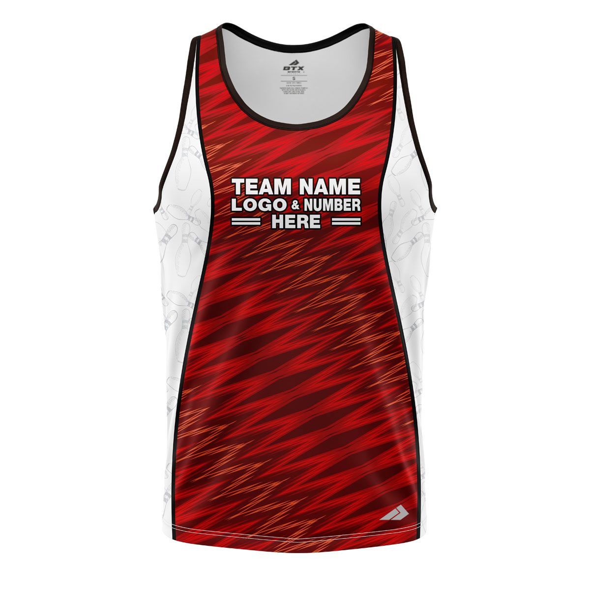 Custom Fully Sublimated Strike Bowling Pattern Red White Black Performance Tank Top 22602