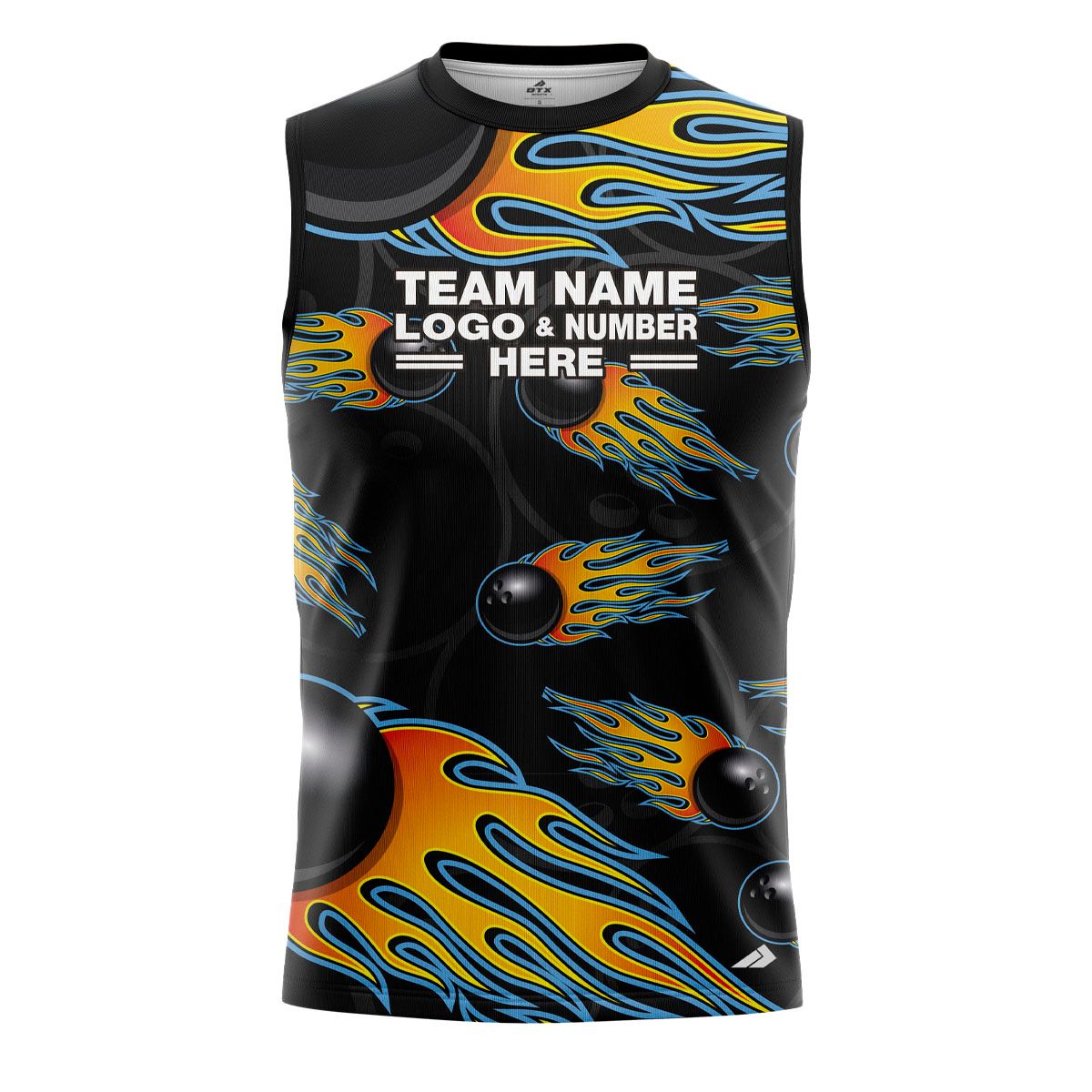 Custom Fully Sublimated Fireball Bowling Pattern Performance Sleeveless 22610