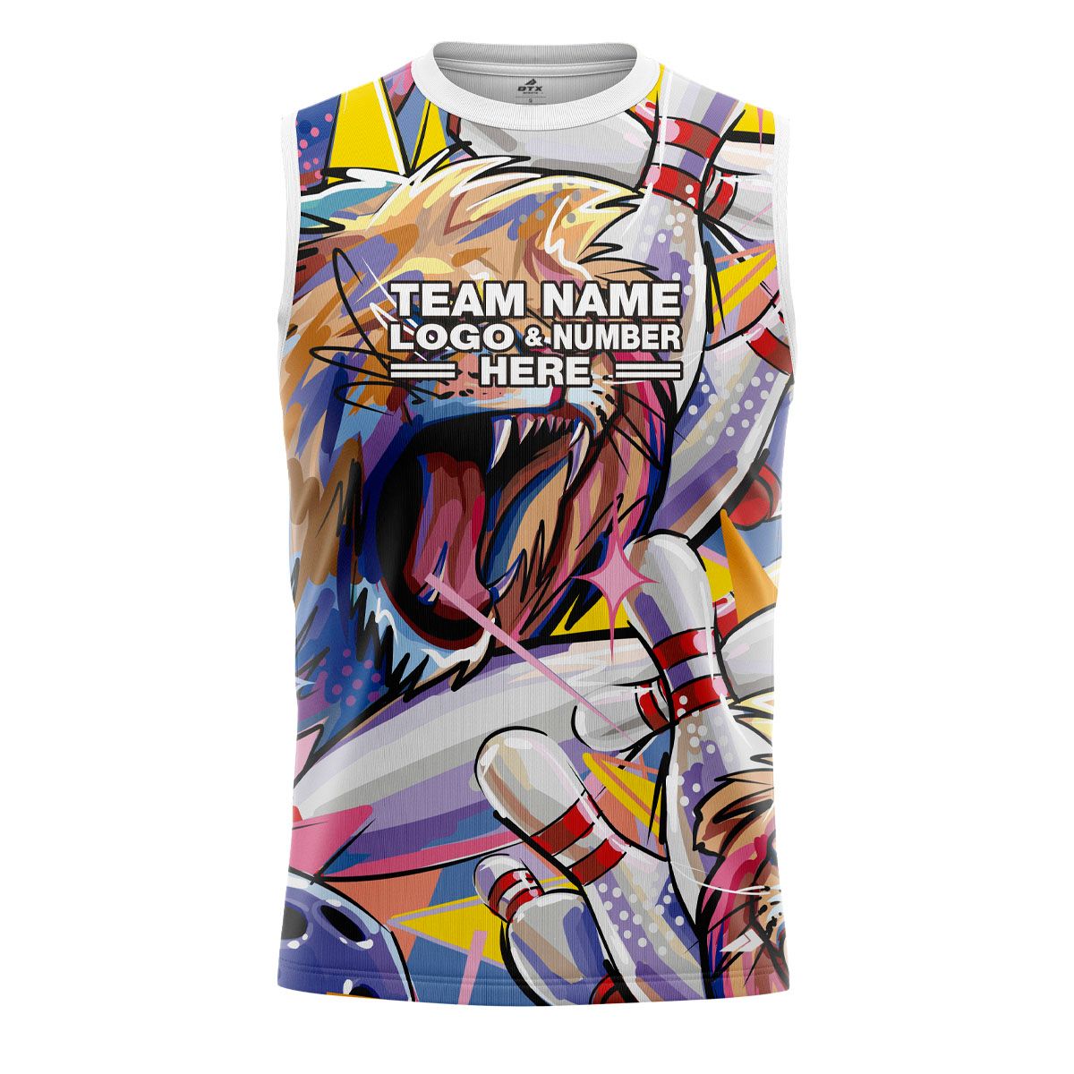 Custom Fully Sublimated Wild Lion Bowling  Pattern Performance Sleeveless 22614