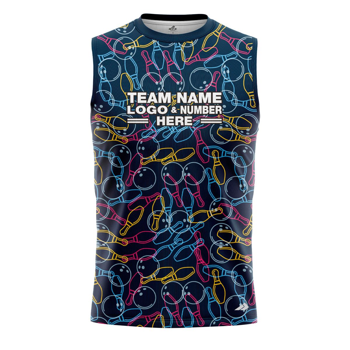 Custom Fully Sublimated Party Bowling Pattern Multicolor Performance Sleeveless 22626