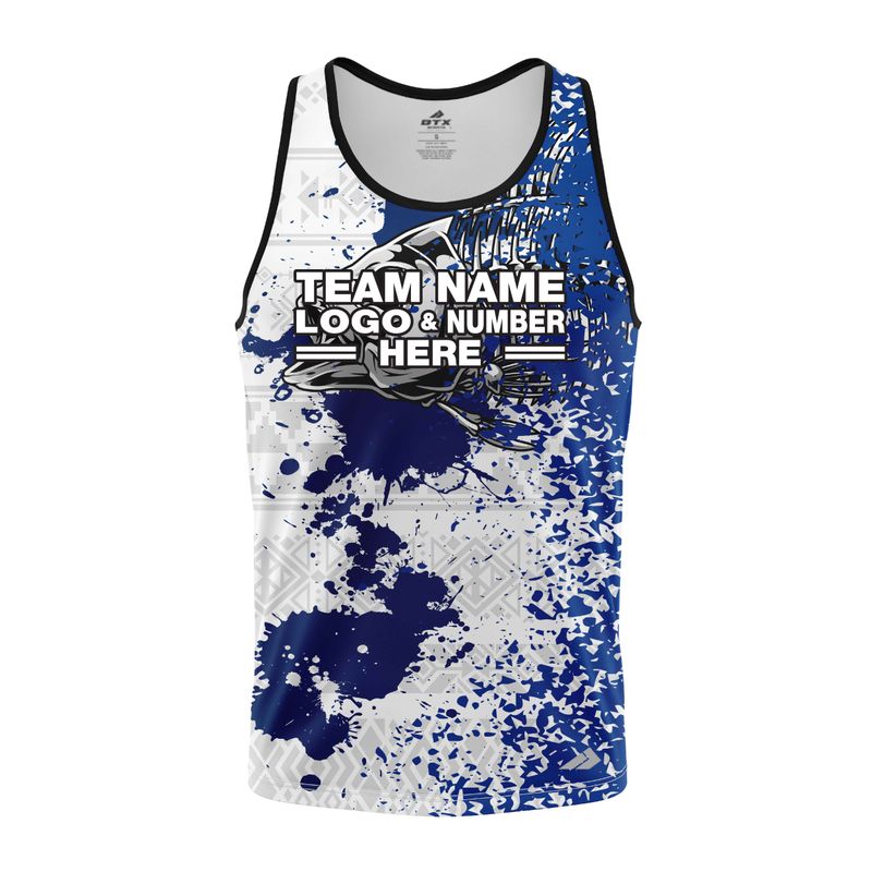 Custom Fully Sublimated Blue Splash Pattern Performance Tank Top 22641