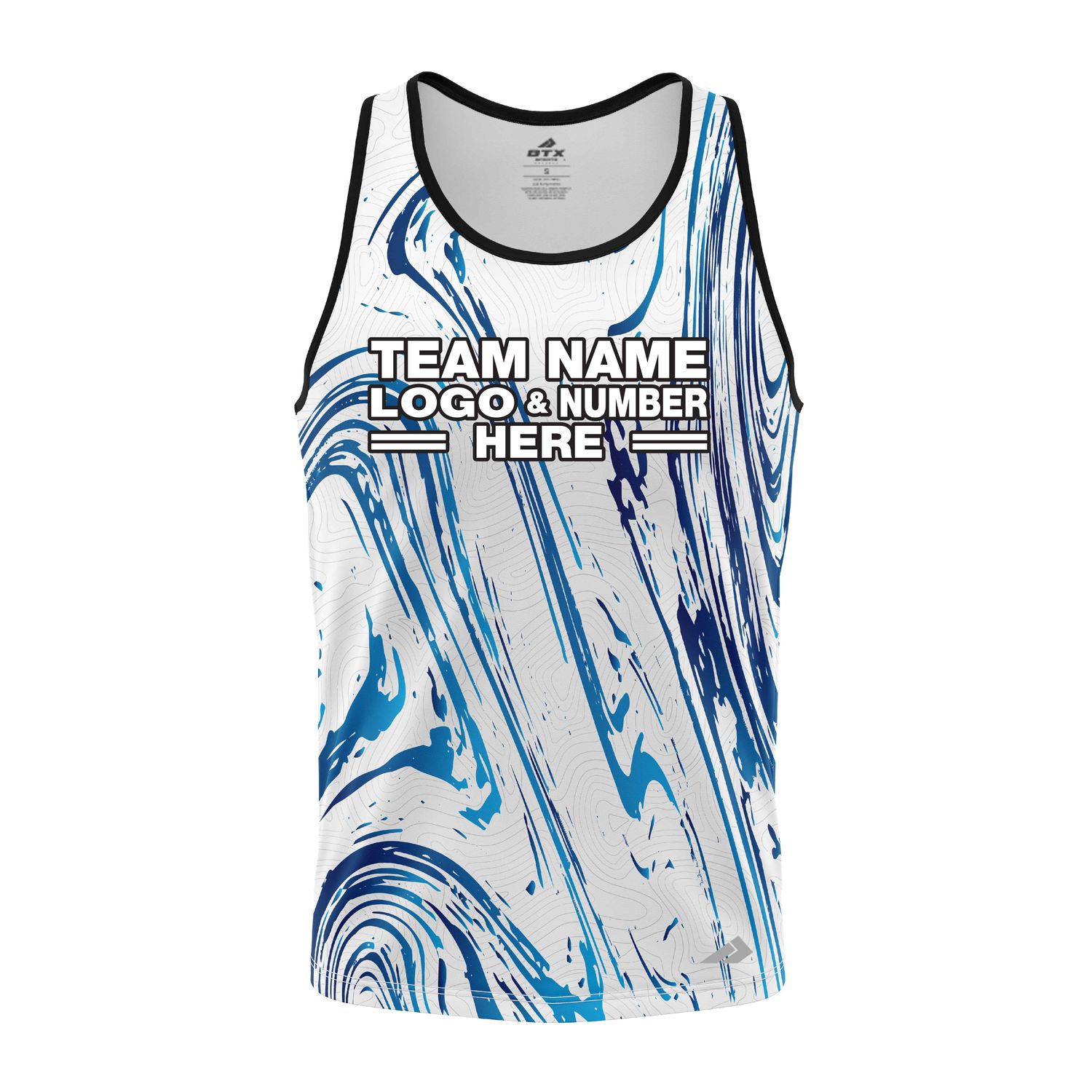 Custom Fully Sublimated Wave Fishing Pattern Blue Performance Tank Top 22645