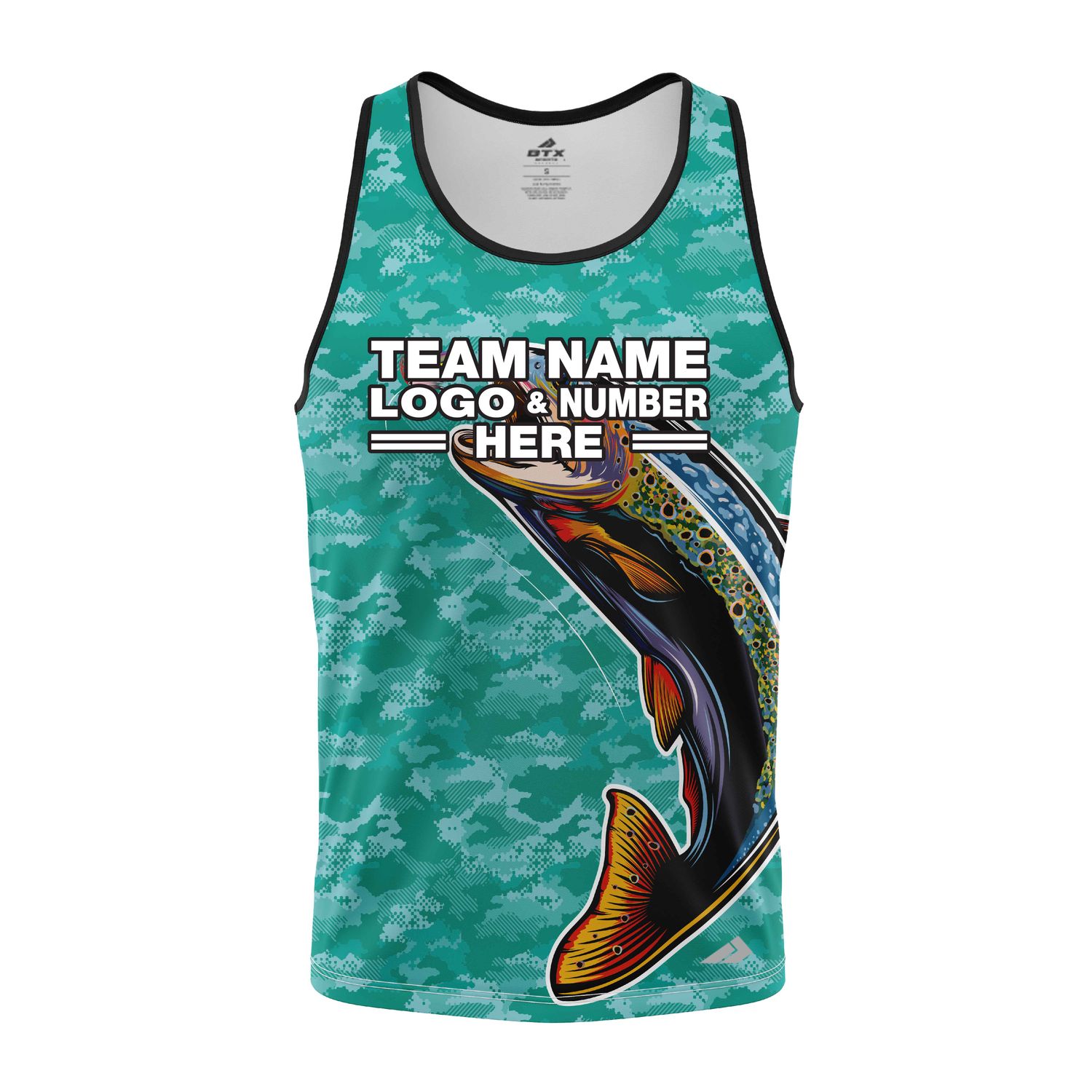 Custom Fully Sublimated Multicolor Fish Fishing Pattern  Performance Tank Top 22657