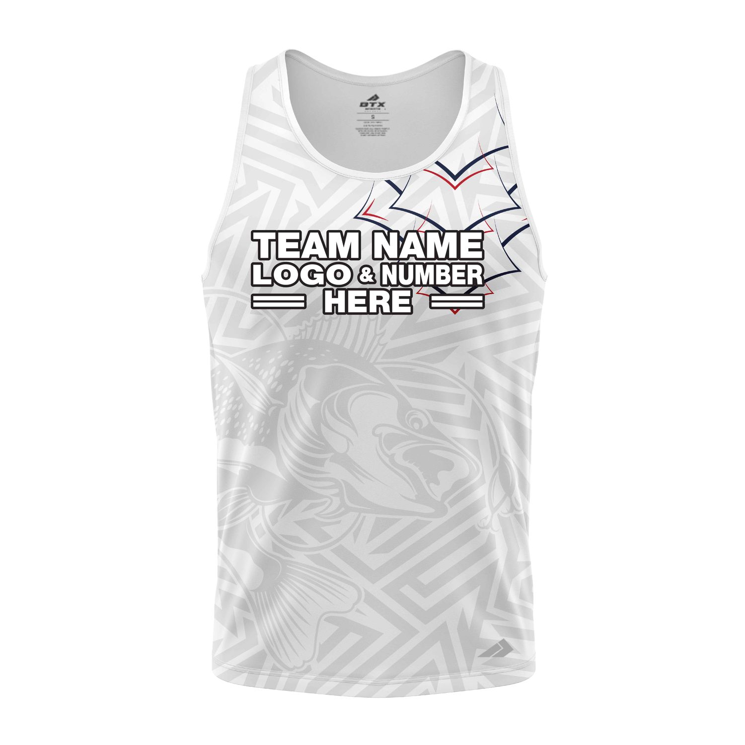 Custom Fully Sublimated Stylish Fishing Pattern Red White Blue Performance Tank Top 22665