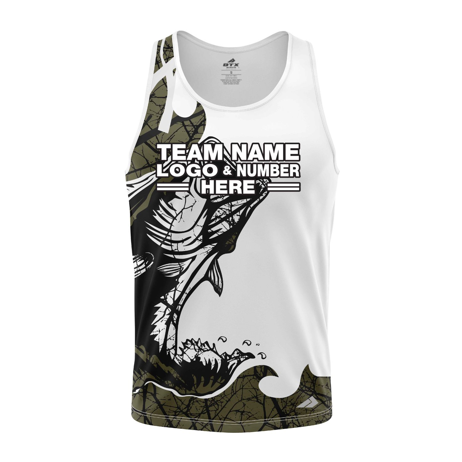 Custom Fully Sublimated Deep Sea Fishing Pattern Brown Performance Tank Top 22673