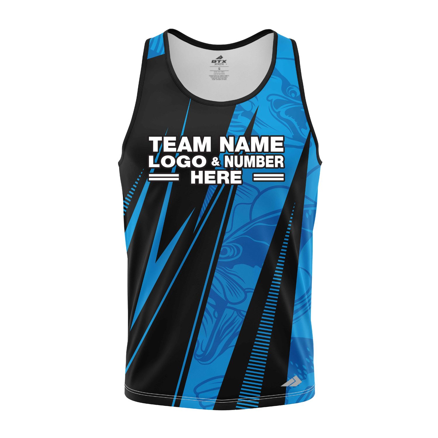 Custom Fully Sublimated Electric Fishing Pattern Black SkyBlue Performance Tank Top 22681
