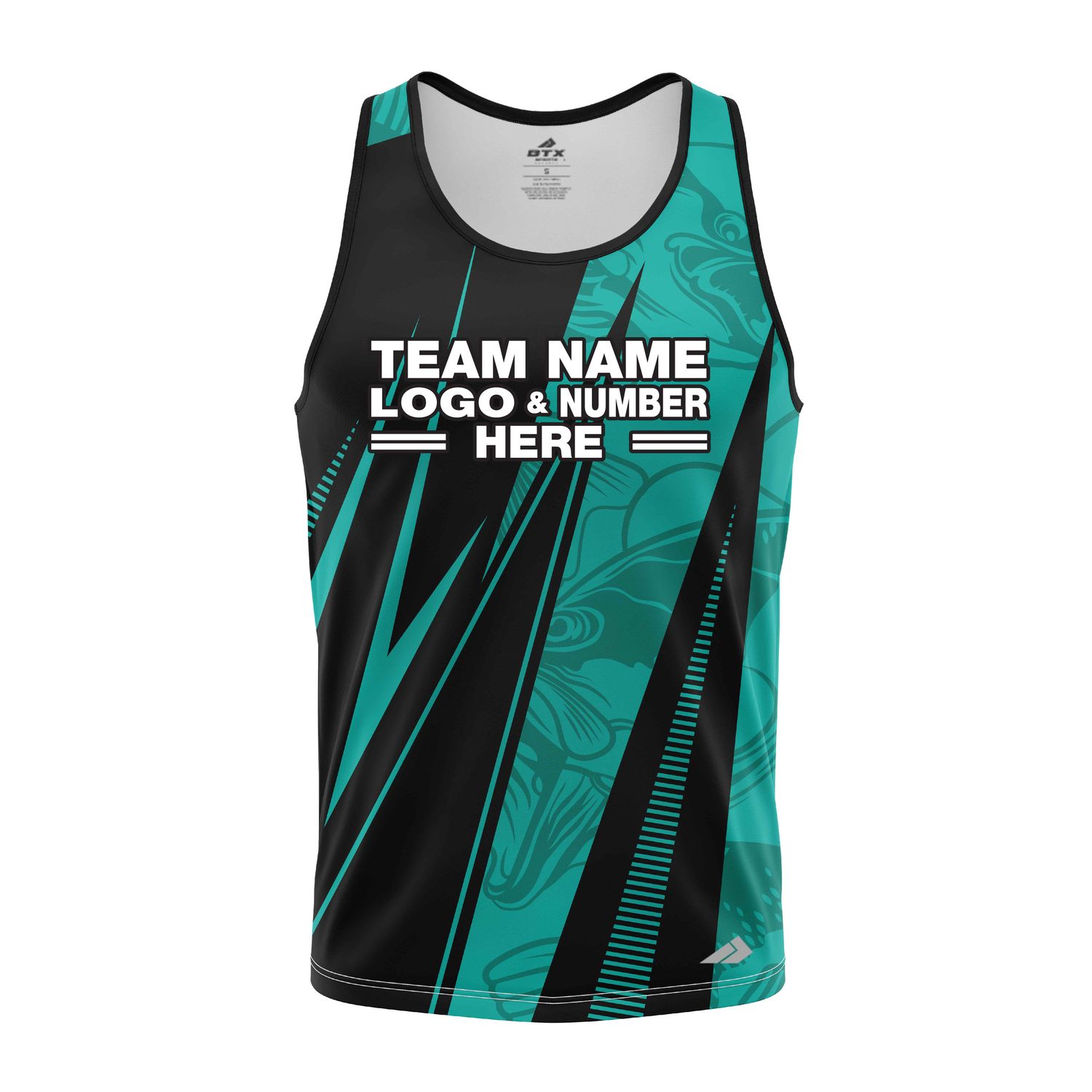 Custom Fully Sublimated Electric Fishing Pattern Black Teal Performance Tank Top 22685