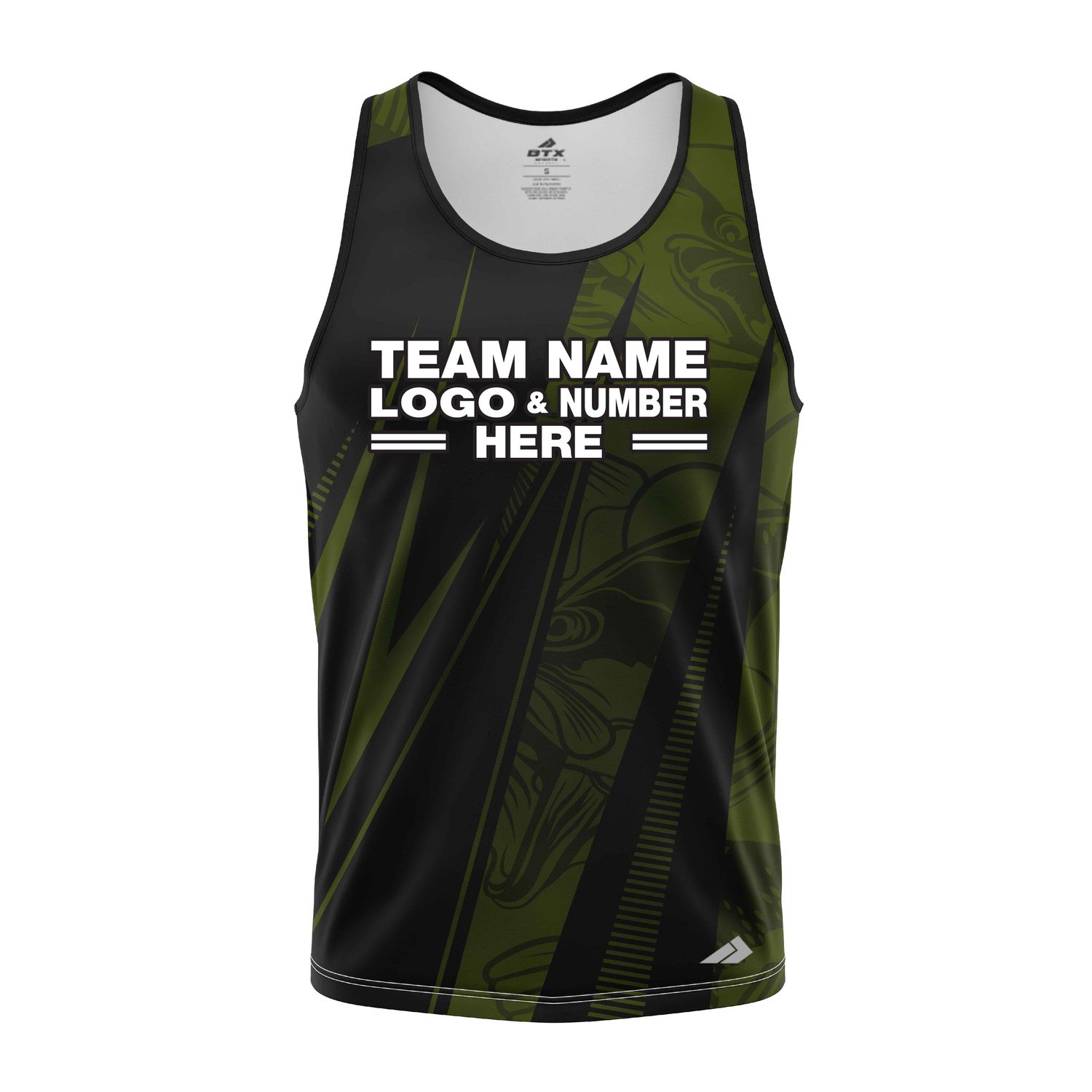 Custom Fully Sublimated Electric Fishing Pattern Dark Green Performance Tank Top 22693