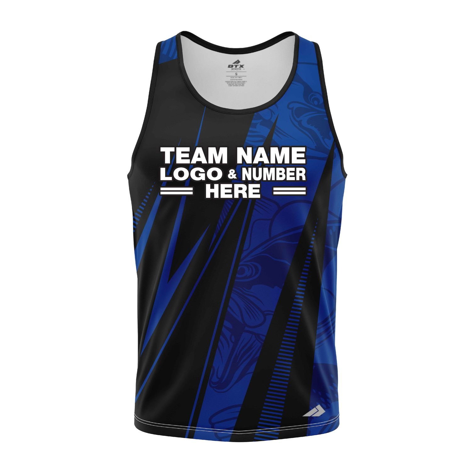 Custom Fully Sublimated Electric Fishing Pattern Blue Performance Tank Top 22697