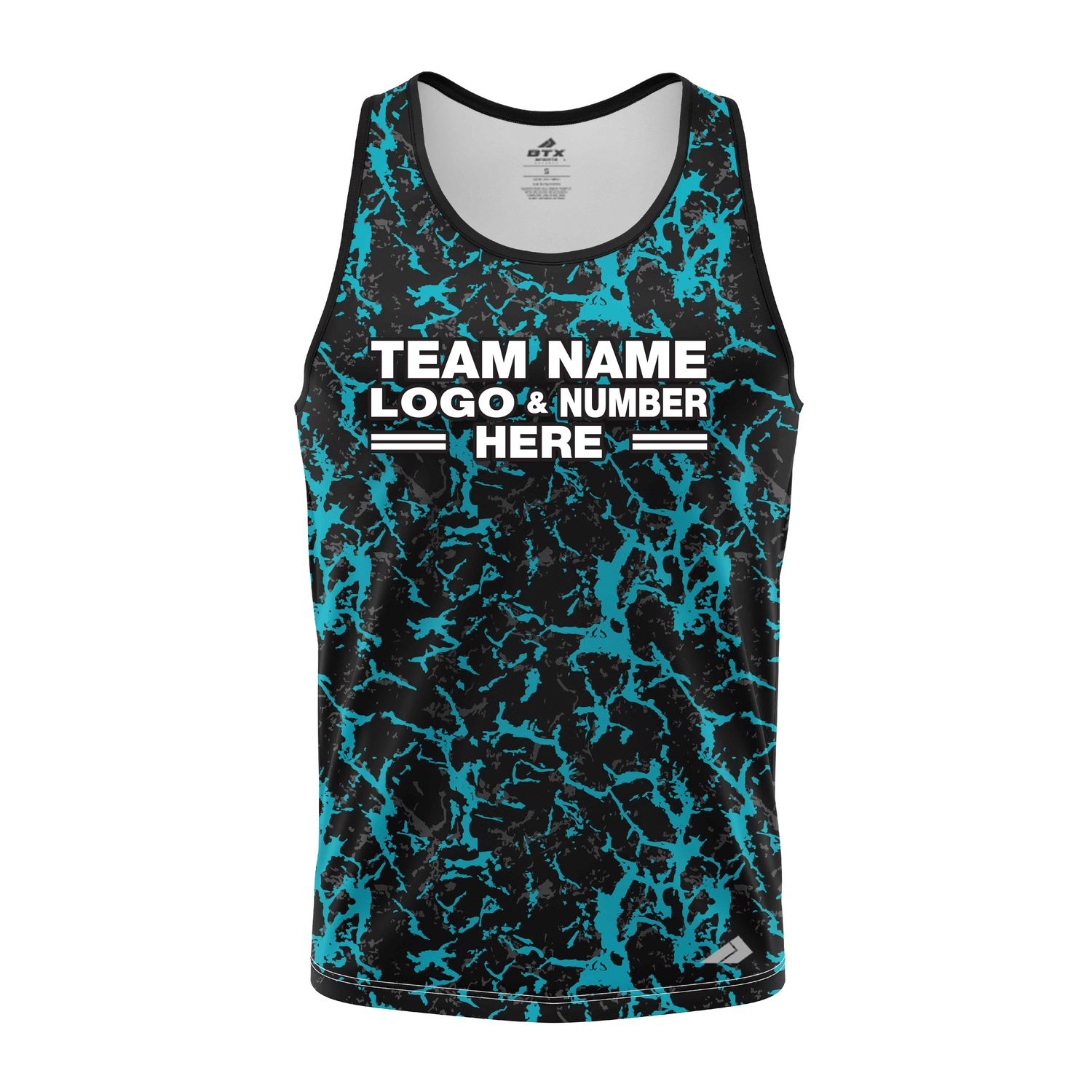 Custom Fully Sublimated Aqua Fishing Pattern Black Blue Performance Tank Top 22701