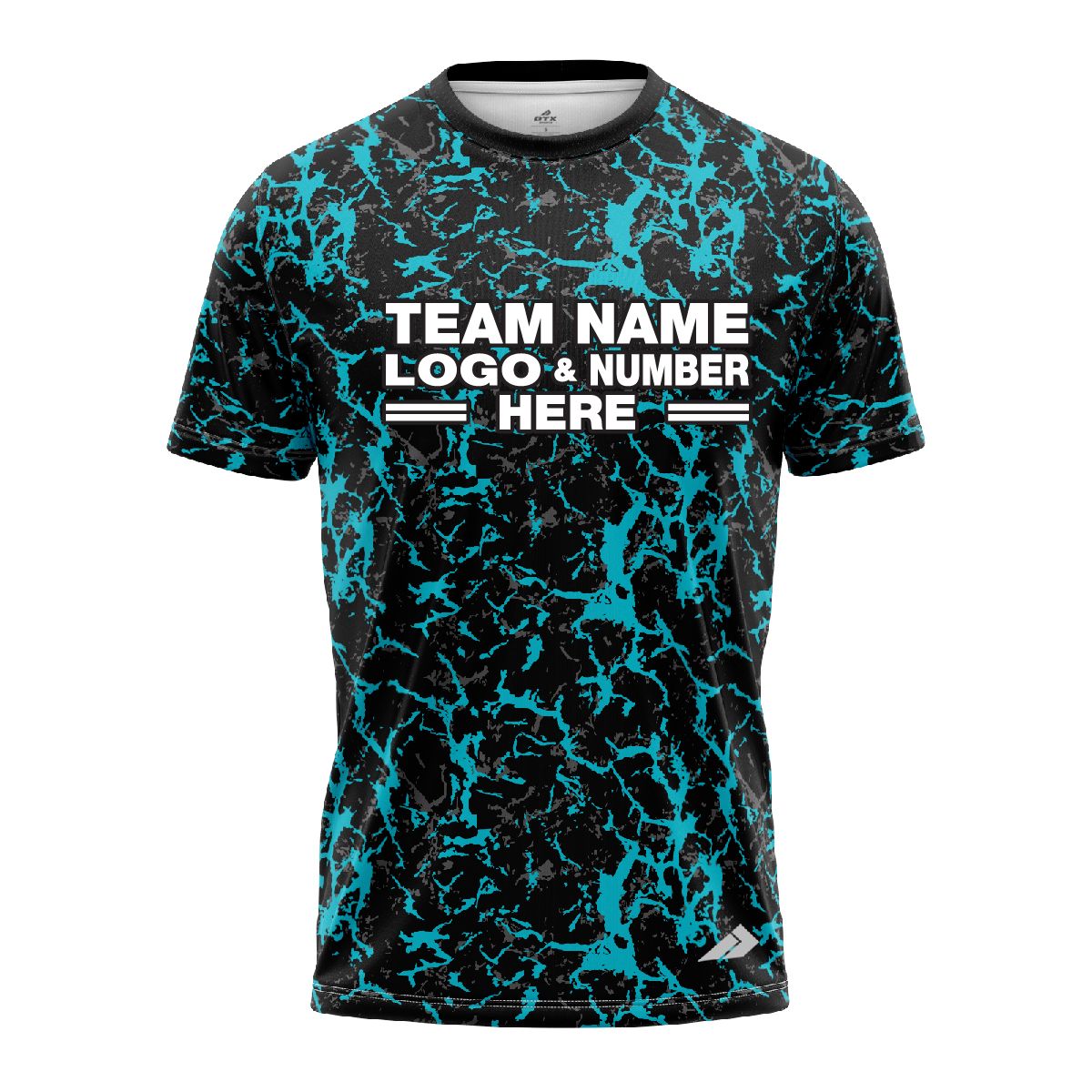 Custom Fully Sublimated Aqua Fishing Pattern Black Blue Performance Jersey 22705