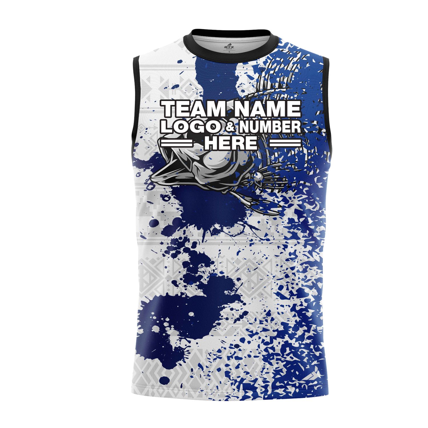 Custom Fully Sublimated Blue Splash Pattern Performance Sleeveless 22733