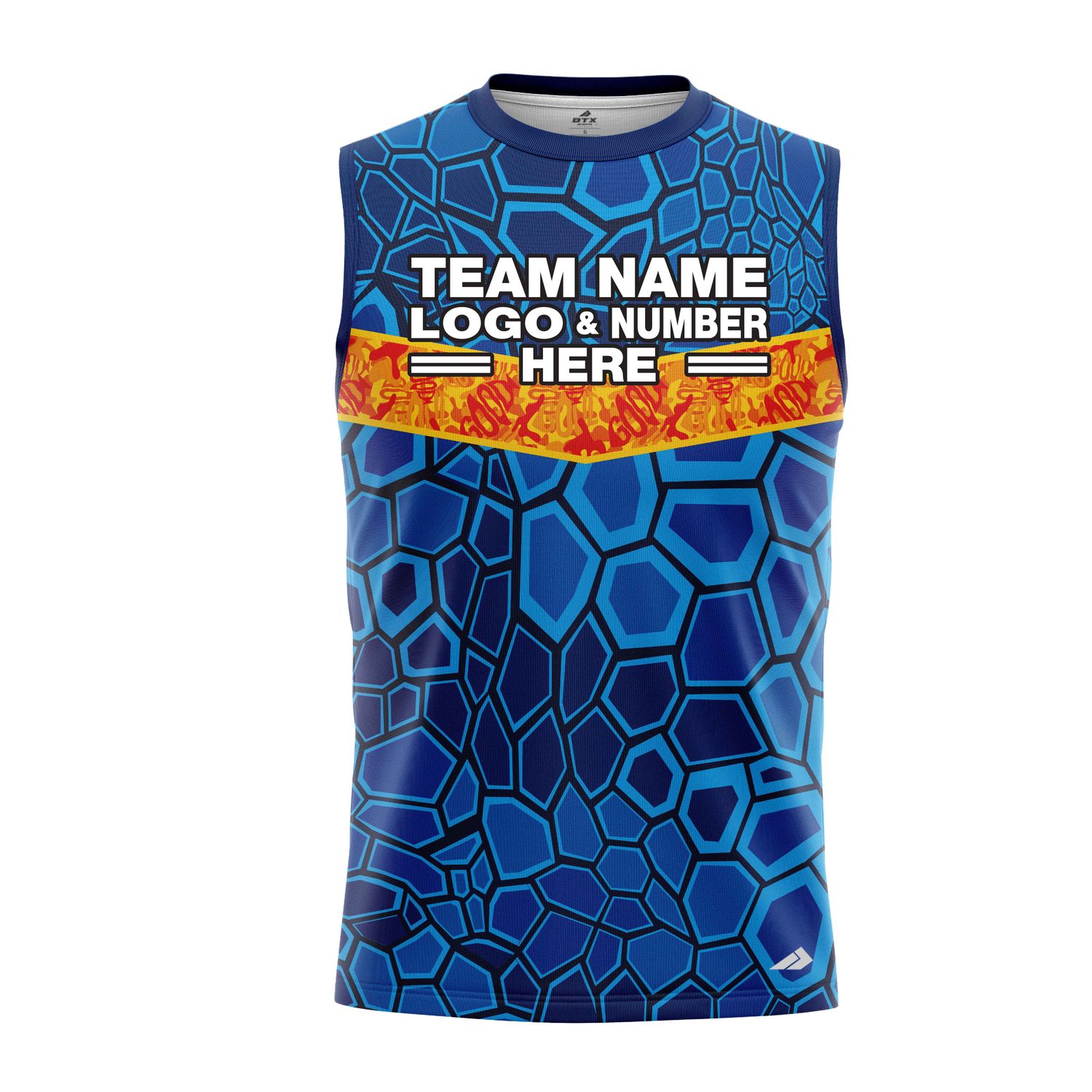 Custom Fully Sublimated Scales Fishing Pattern Blue Performance Sleeveless 22741