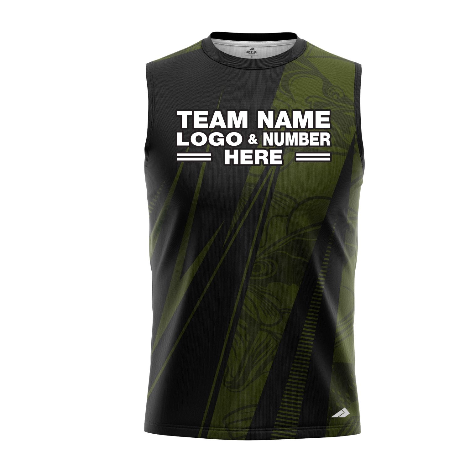 Custom Fully Sublimated Electric Fishing Pattern Dark Green Performance Sleeveless 22785